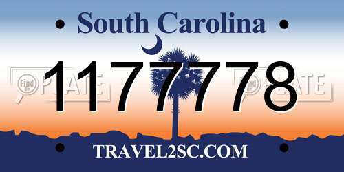 1177778 South Carolina License Plate