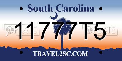 11777T5 South Carolina License Plate