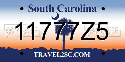 11777Z5 South Carolina License Plate