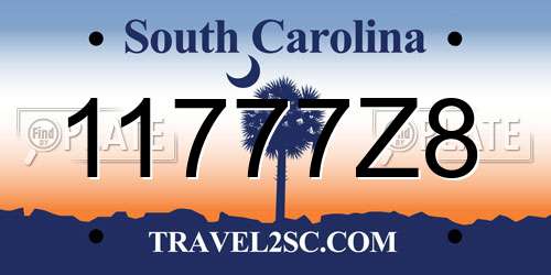 11777Z8 South Carolina License Plate