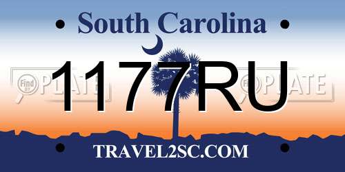 1177RU South Carolina License Plate