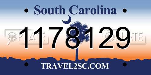 1178129 South Carolina License Plate