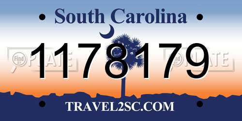 1178179 South Carolina License Plate