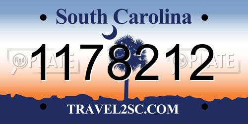 1178212 South Carolina License Plate