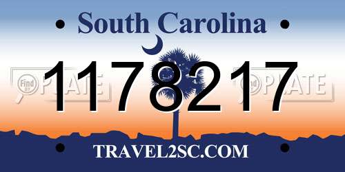 1178217 South Carolina License Plate