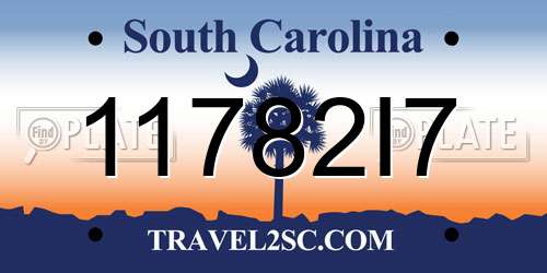 11782I7 South Carolina License Plate