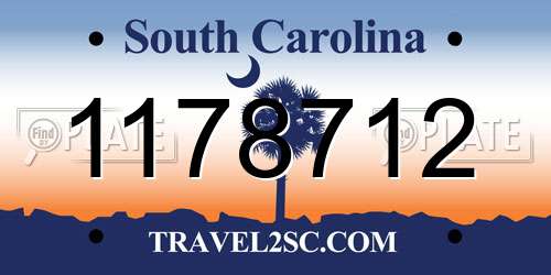 1178712 South Carolina License Plate