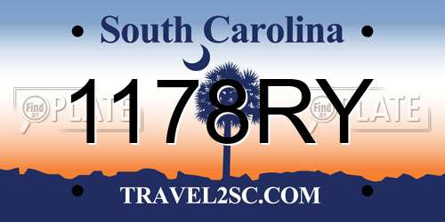 1178RY South Carolina License Plate