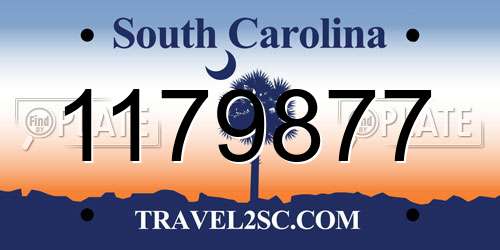 1179877 South Carolina License Plate