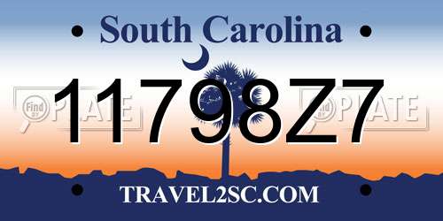 11798Z7 South Carolina License Plate