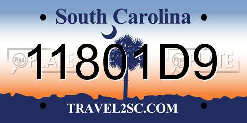 11801D9 South Carolina License Plate