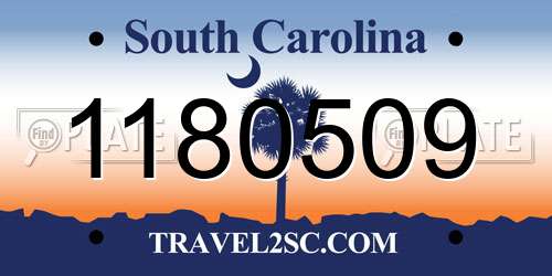1180509 South Carolina License Plate