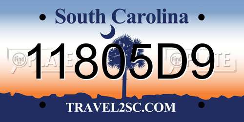 11805D9 South Carolina License Plate