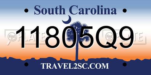 11805Q9 South Carolina License Plate