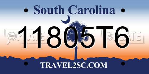 11805T6 South Carolina License Plate