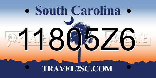 11805Z6 South Carolina License Plate