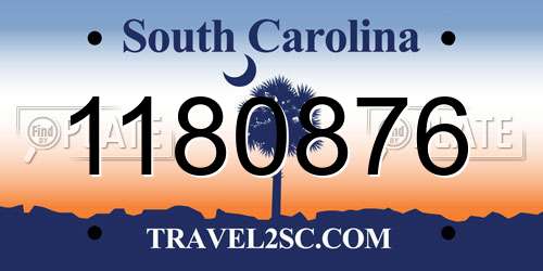 1180876 South Carolina License Plate