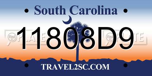 11808D9 South Carolina License Plate