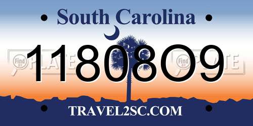 11808O9 South Carolina License Plate