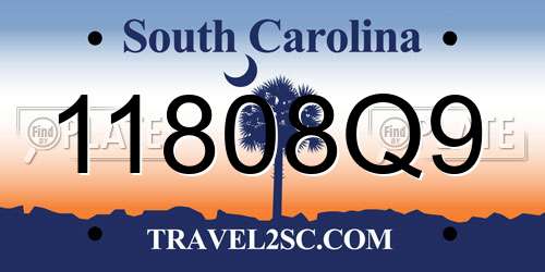 11808Q9 South Carolina License Plate