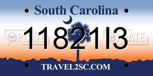 11821I3 South Carolina License Plate