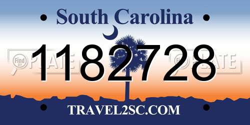 1182728 South Carolina License Plate