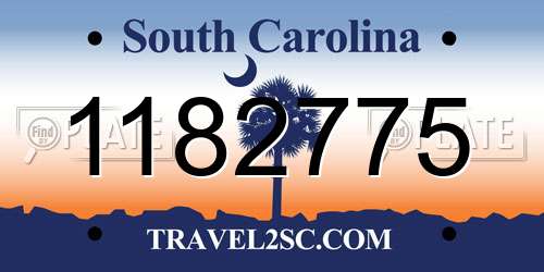 1182775 South Carolina License Plate