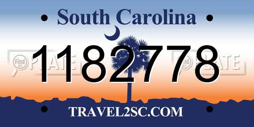 1182778 South Carolina License Plate