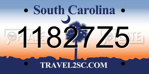 11827Z5 South Carolina License Plate
