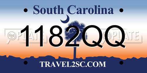 1182QQ South Carolina License Plate