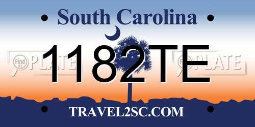1182TE South Carolina License Plate