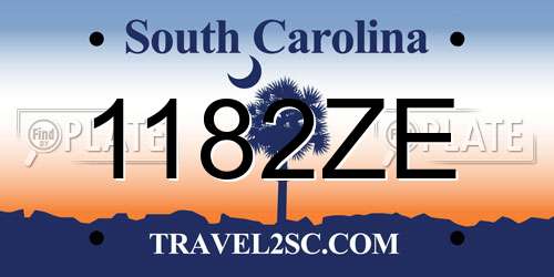 1182ZE South Carolina License Plate
