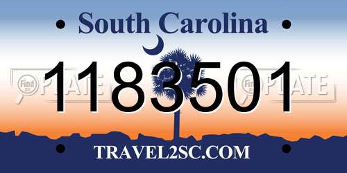 1183501 South Carolina License Plate