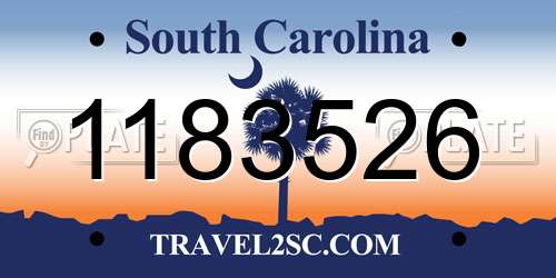 1183526 South Carolina License Plate