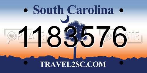 1183576 South Carolina License Plate