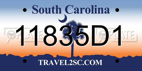 11835D1 South Carolina License Plate