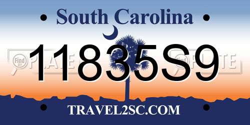 11835S9 South Carolina License Plate