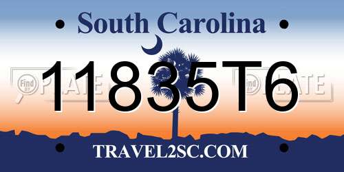 11835T6 South Carolina License Plate