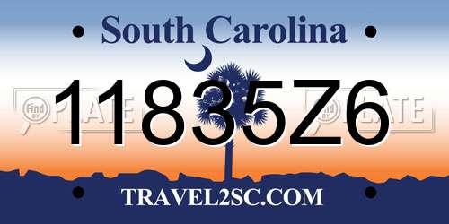 11835Z6 South Carolina License Plate