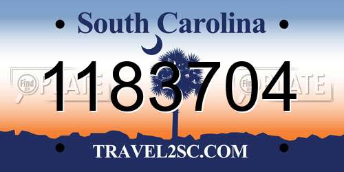 1183704 South Carolina License Plate