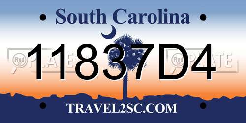 11837D4 South Carolina License Plate