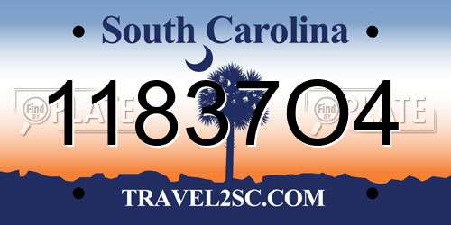 11837O4 South Carolina License Plate