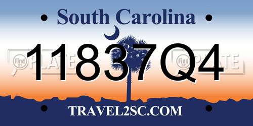 11837Q4 South Carolina License Plate