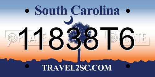 11838T6 South Carolina License Plate