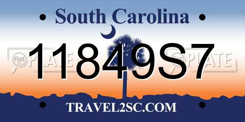 11849S7 South Carolina License Plate