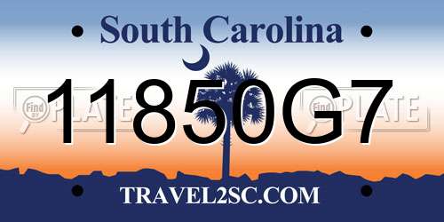 11850G7 South Carolina License Plate