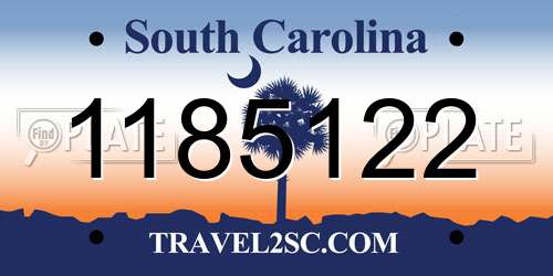 1185122 South Carolina License Plate