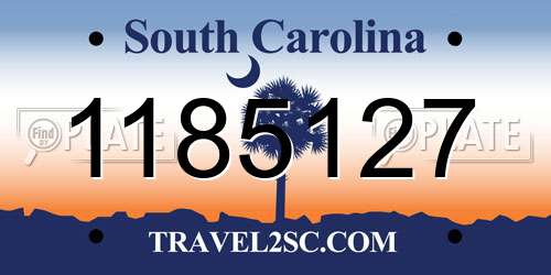 1185127 South Carolina License Plate