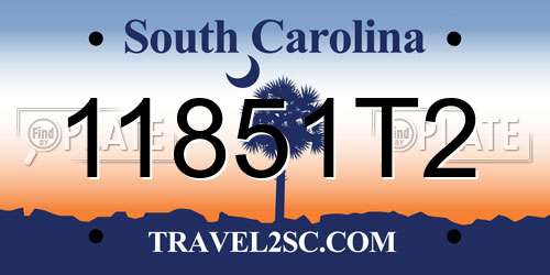 11851T2 South Carolina License Plate
