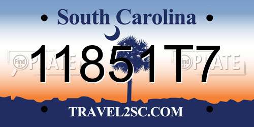 11851T7 South Carolina License Plate